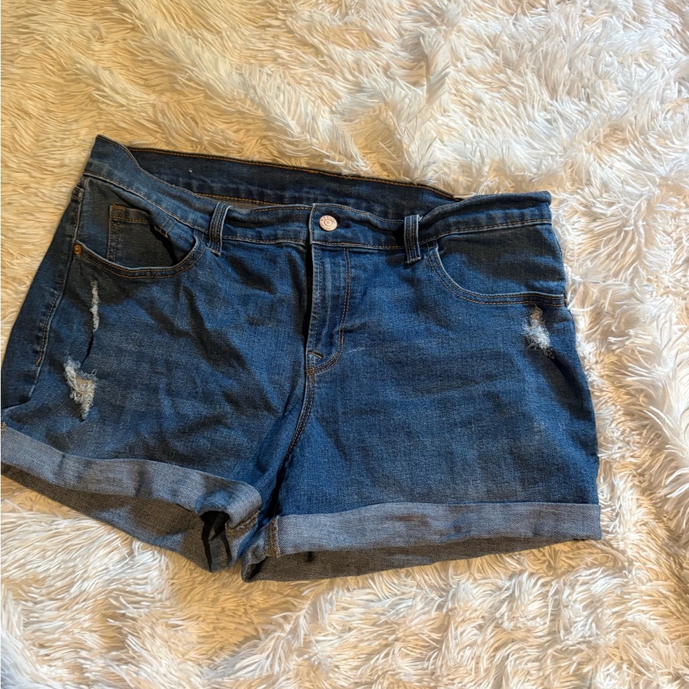 Old Navy Dark Blue Rolled Cuff Denim Shorts